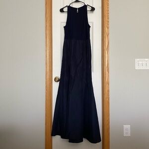 Alfred Sung Navy Blue Full Length Gown Trumpet Skirt Size 8